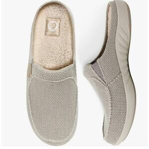 Walk Hero Gecko Man Canvas Slipper with Arch Support Slip On Tan Size 10 Fleece